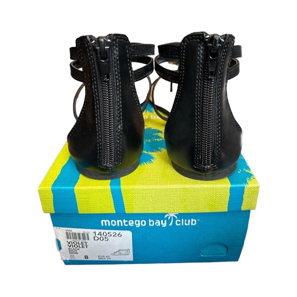 BNWT Montego Bay Club Black Gladiator Sandals w/  Zipper and Box Size 8 - Picture 4 of 4